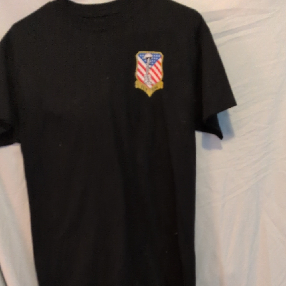 Black T-Shirt with American Flag Emblem